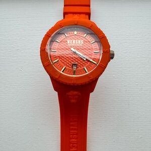 Versus Versace Orange Analog Watch with Textured Strap